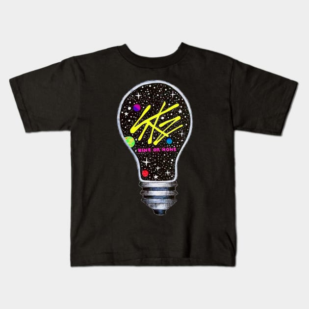 Stray Kids Galaxy Light Bulb Kids T-Shirt by thevampywolf